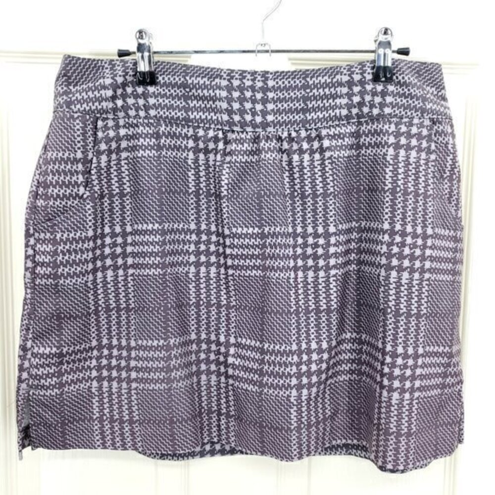 Lady Hagen Stretchy Lightweight Plaid Skort/Skirt with Hidden Shorts 10 Gray